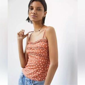 Anthropologie Bl^nk London Rust Ruffled Polka Dot Tank Camisole Size Medium M